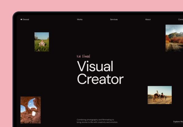 8屏黑暗创意摄影师艺术设计案例作品集网站用户界面ui设计figma模板素材 Elwood – Creative Portfolio Website