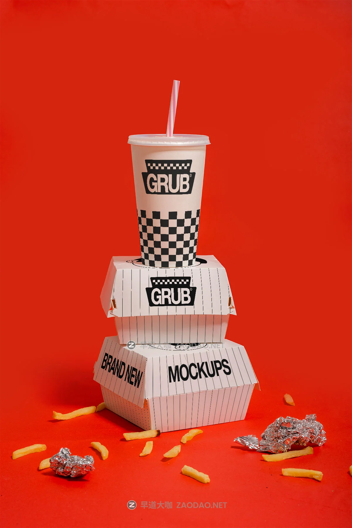 7款小众披萨汉堡VI设计易拉罐咖啡杯棒球帽海报汉堡纸盒展示ps贴图样机模板 Format Mockup – GRUB Collection P2插图2 7款小众披萨汉堡VI设计易拉罐咖啡杯棒球帽海报汉堡纸盒展示ps贴图样机模板 Format Mockup – GRUB Collection P2插图2