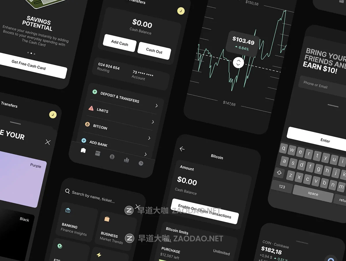 65+屏黑暗金融科技加密货币理财电子钱包app ui界面设计figma模板套件 Finergy mobile UI KIT插图8 65+屏黑暗金融科技加密货币理财电子钱包app ui界面设计figma模板套件 Finergy mobile UI KIT插图8