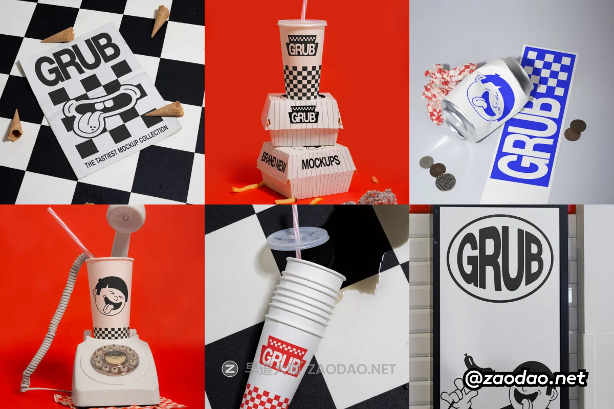 7款小众披萨汉堡VI设计易拉罐咖啡杯棒球帽海报汉堡纸盒展示ps贴图样机模板 Format Mockup – GRUB Collection P2插图 7款小众披萨汉堡VI设计易拉罐咖啡杯棒球帽海报汉堡纸盒展示ps贴图样机模板 Format Mockup – GRUB Collection P2插图