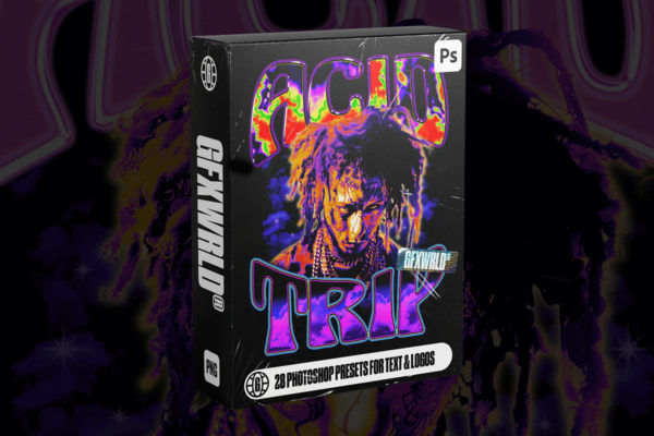 迷幻复古酸性嘻哈说唱风logo标题文本设计ps特效样式预设素材 Gfxwrld – Acid Trip Text Styles Pack (Vol. 1)特色图 迷幻复古酸性嘻哈说唱风logo标题文本设计ps特效样式预设素材 Gfxwrld – Acid Trip Text Styles Pack (Vol. 1)