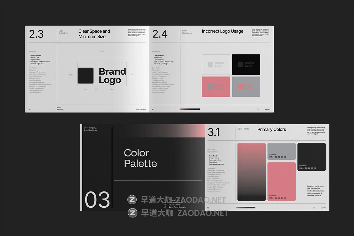 68页公司企业品牌Logo使用规范指南手册图文排版设计Affinity模板素材 Gradient Brand Guidelines Affinity Template插图11 68页公司企业品牌Logo使用规范指南手册图文排版设计Affinity模板素材 Gradient Brand Guidelines Affinity Template插图11