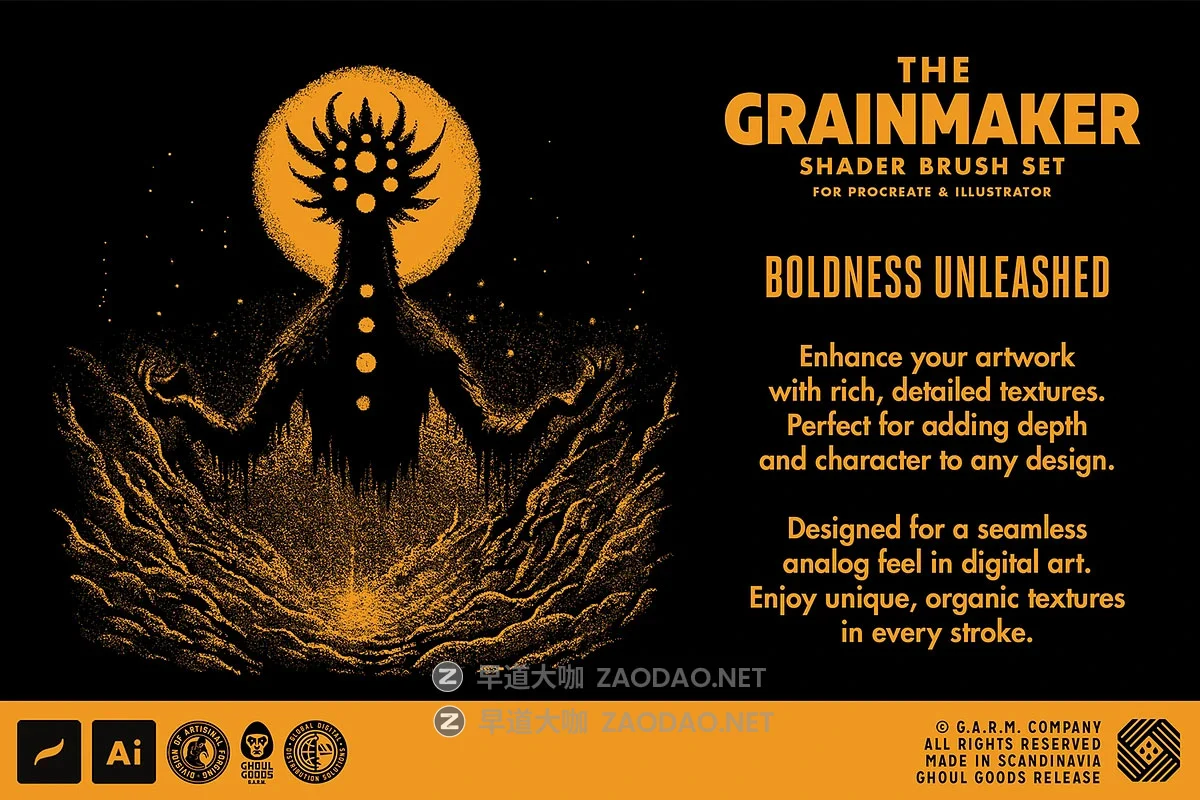 28款做旧粗糙颗粒噪点纹理电子艺术绘画procreate笔刷画笔设计素材 The Grainmaker – Shader Brushes for Procreate插图2 28款做旧粗糙颗粒噪点纹理电子艺术绘画procreate笔刷画笔设计素材 The Grainmaker – Shader Brushes for Procreate插图2