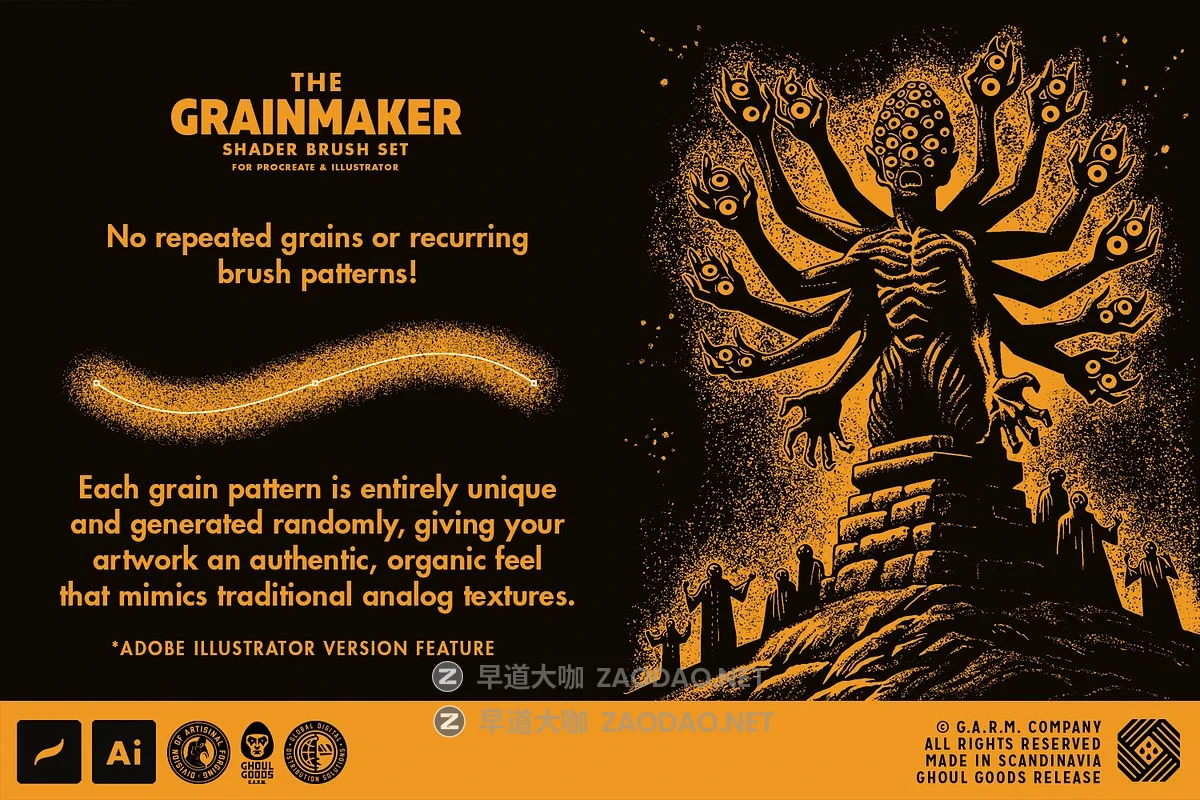28款做旧粗糙颗粒噪点纹理电子艺术绘画procreate笔刷画笔设计素材 The Grainmaker – Shader Brushes for Procreate插图3 28款做旧粗糙颗粒噪点纹理电子艺术绘画procreate笔刷画笔设计素材 The Grainmaker – Shader Brushes for Procreate插图3