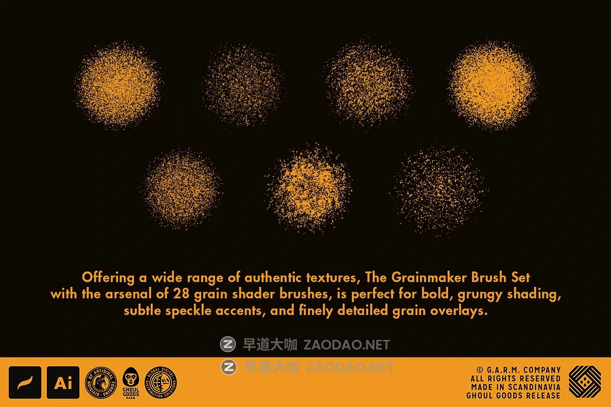 28款做旧粗糙颗粒噪点纹理电子艺术绘画procreate笔刷画笔设计素材 The Grainmaker – Shader Brushes for Procreate插图5 28款做旧粗糙颗粒噪点纹理电子艺术绘画procreate笔刷画笔设计素材 The Grainmaker – Shader Brushes for Procreate插图5