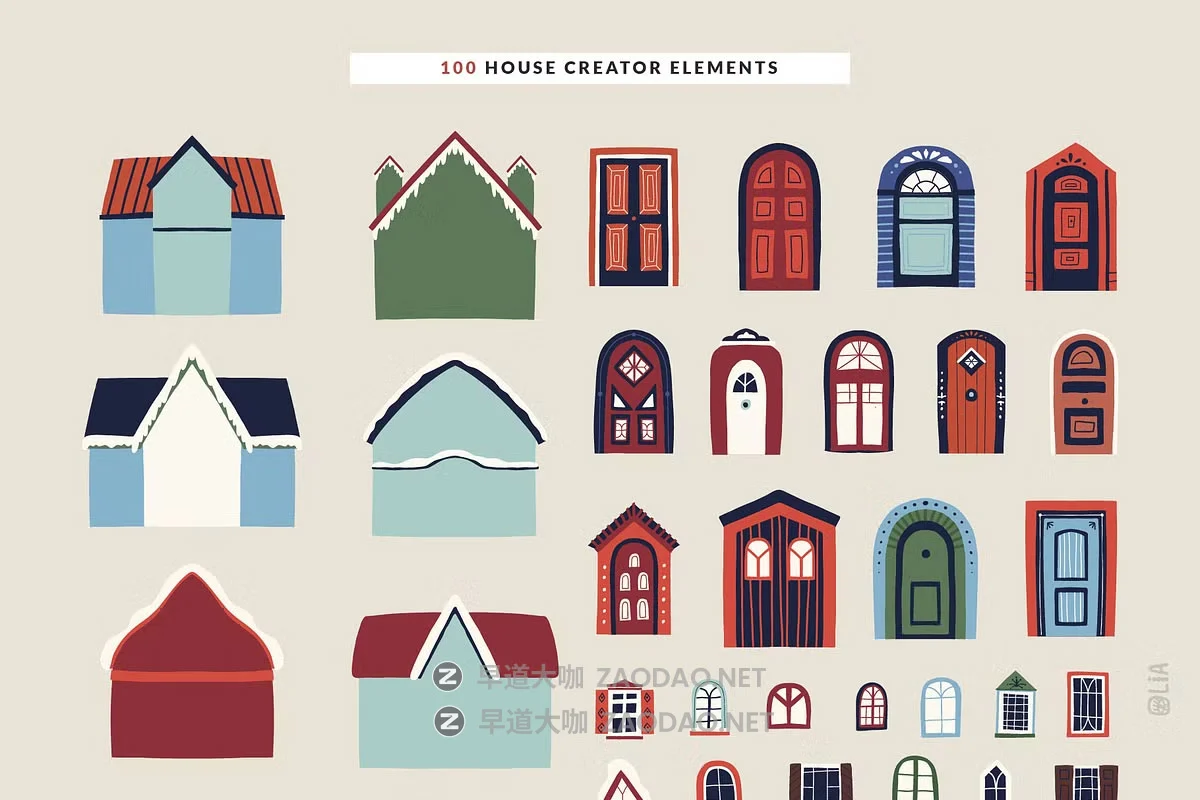 308款卡通假日冬季圣诞节元素房屋圣诞树花卉字母手绘插画png/ai设计素材 Holiday houses & florals clipart插图5 308款卡通假日冬季圣诞节元素房屋圣诞树花卉字母手绘插画png/ai设计素材 Holiday houses & florals clipart插图5