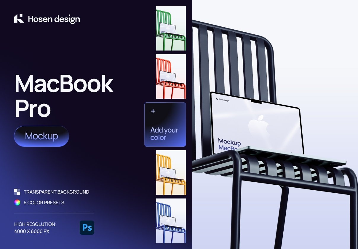 高级工业风网站作品集设计苹果M4 MacBook电脑展示贴图PSD样机模板 MacBook Pro M4 Mockup特色图 高级工业风网站作品集设计苹果M4 MacBook电脑展示贴图PSD样机模板 MacBook Pro M4 Mockup