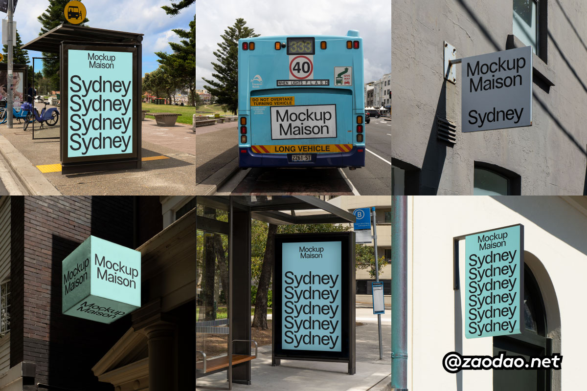 7款国外悉尼城市公交车站海报广告牌标牌设计ps展示效果样机模板 Mockup.Maison – Sydney Beach Collection P3特色图 7款国外悉尼城市公交车站海报广告牌标牌设计ps展示效果样机模板 Mockup.Maison – Sydney Beach Collection P3