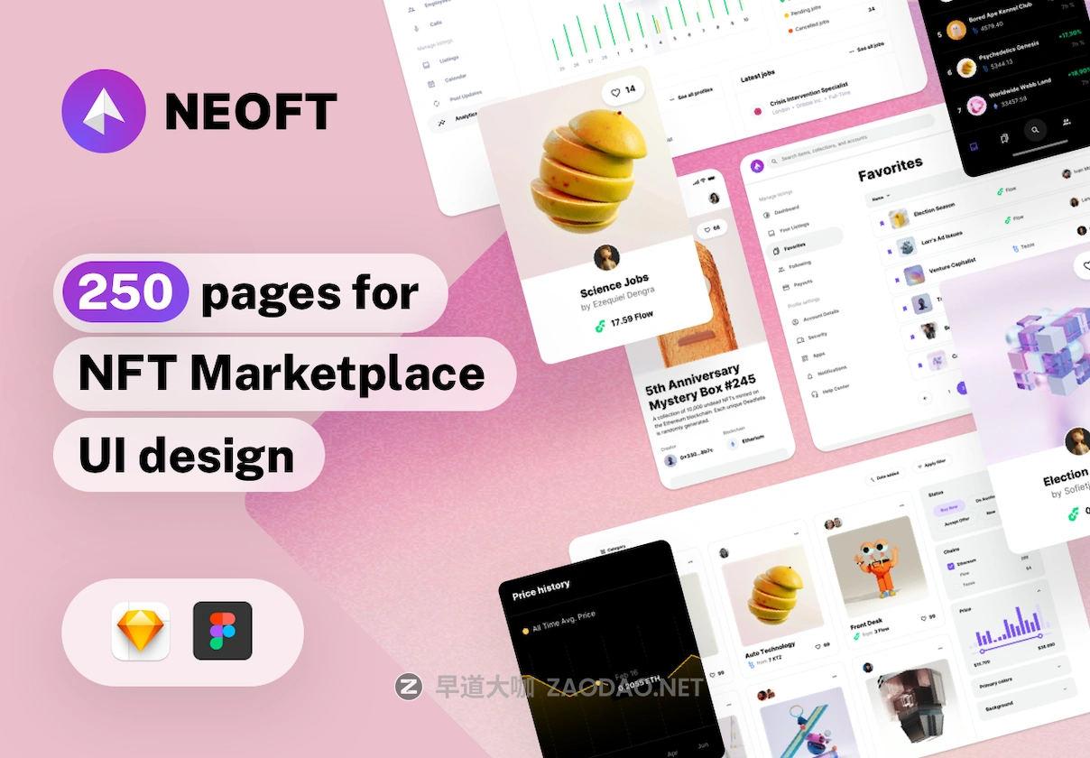 250屏现代独特NFT虚拟物品在线交易平台app应用程序ui界面设计figma模板 NeoFT – UI kit for NFT Marketplaces插图 250屏现代独特NFT虚拟物品在线交易平台app应用程序ui界面设计figma模板 NeoFT – UI kit for NFT Marketplaces插图