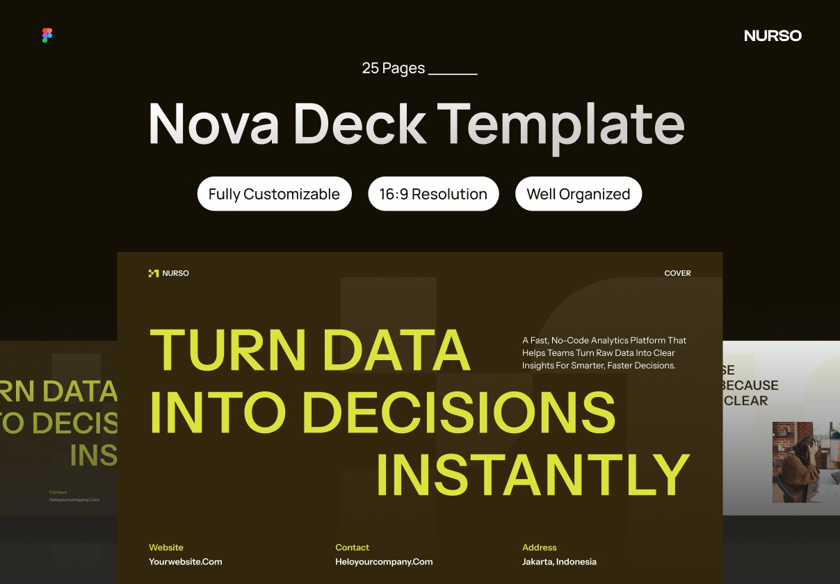 25页项目数据策划提案公司年度简报报表幻灯片设计figma/ppt模板 Nurso – PitchDeck Template特色图 25页项目数据策划提案公司年度简报报表幻灯片设计figma/ppt模板 Nurso – PitchDeck Template
