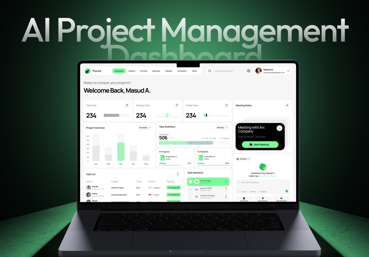 40+屏AI人工智能项目流程进度跟踪绩效生产力仪表盘用户UI界面设计figma模板套件 PlanIQ – AI SaaS Project Management Dashboard UI Kit特色图 40+屏AI人工智能项目流程进度跟踪绩效生产力仪表盘用户UI界面设计figma模板套件 PlanIQ – AI SaaS Project Management Dashboard UI Kit