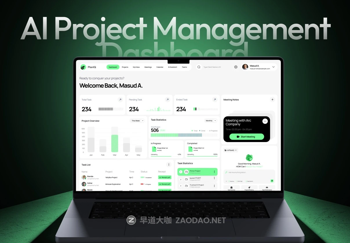 40+屏AI人工智能项目流程进度跟踪绩效生产力仪表盘用户UI界面设计figma模板套件 PlanIQ – AI SaaS Project Management Dashboard UI Kit插图 40+屏AI人工智能项目流程进度跟踪绩效生产力仪表盘用户UI界面设计figma模板套件 PlanIQ – AI SaaS Project Management Dashboard UI Kit插图