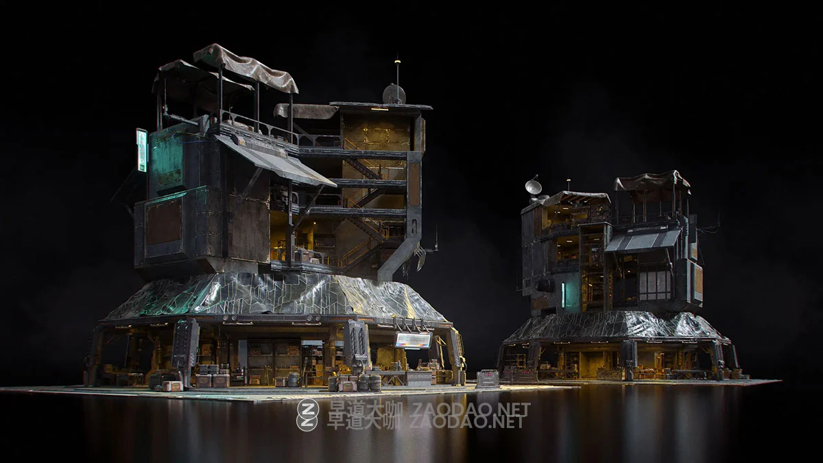 Blender赛博朋克霓虹黑市城市建筑武器库3D模型资产 KitBash3D – Black Market插图2 Blender赛博朋克霓虹黑市城市建筑武器库3D模型资产 KitBash3D – Black Market插图2