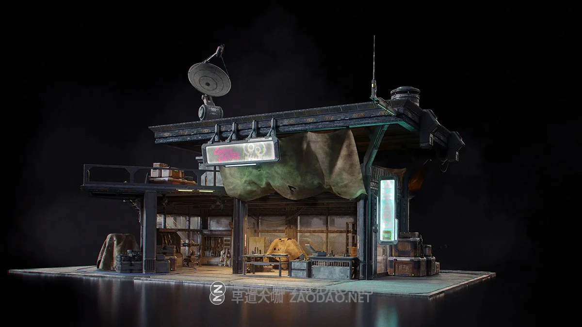 Blender赛博朋克霓虹黑市城市建筑武器库3D模型资产 KitBash3D – Black Market插图5 Blender赛博朋克霓虹黑市城市建筑武器库3D模型资产 KitBash3D – Black Market插图5