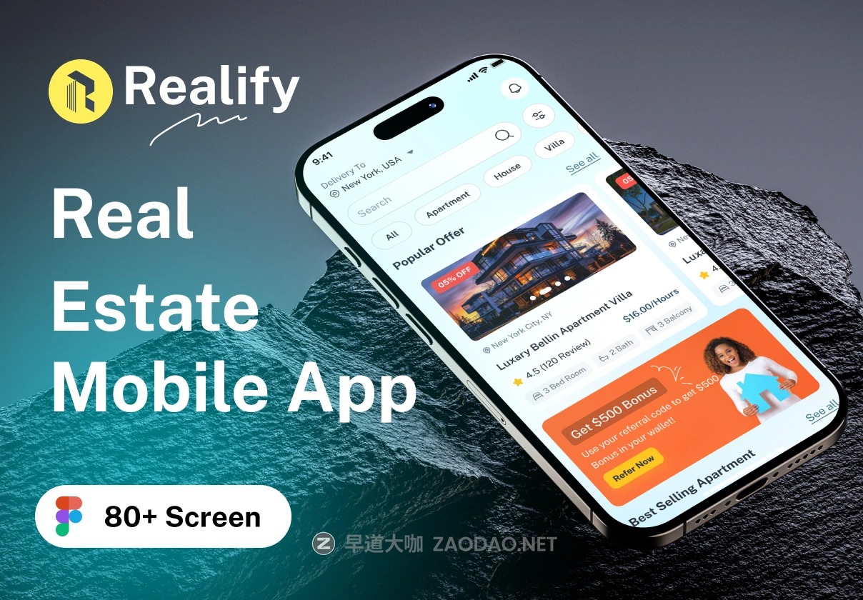 80+屏现代极简房屋出售租赁房地产手机移动app应用程序ui设计figma模板套件 Realify – Real Estate Mobile App Figma UI Kits插图 80+屏现代极简房屋出售租赁房地产手机移动app应用程序ui设计figma模板套件 Realify – Real Estate Mobile App Figma UI Kits插图