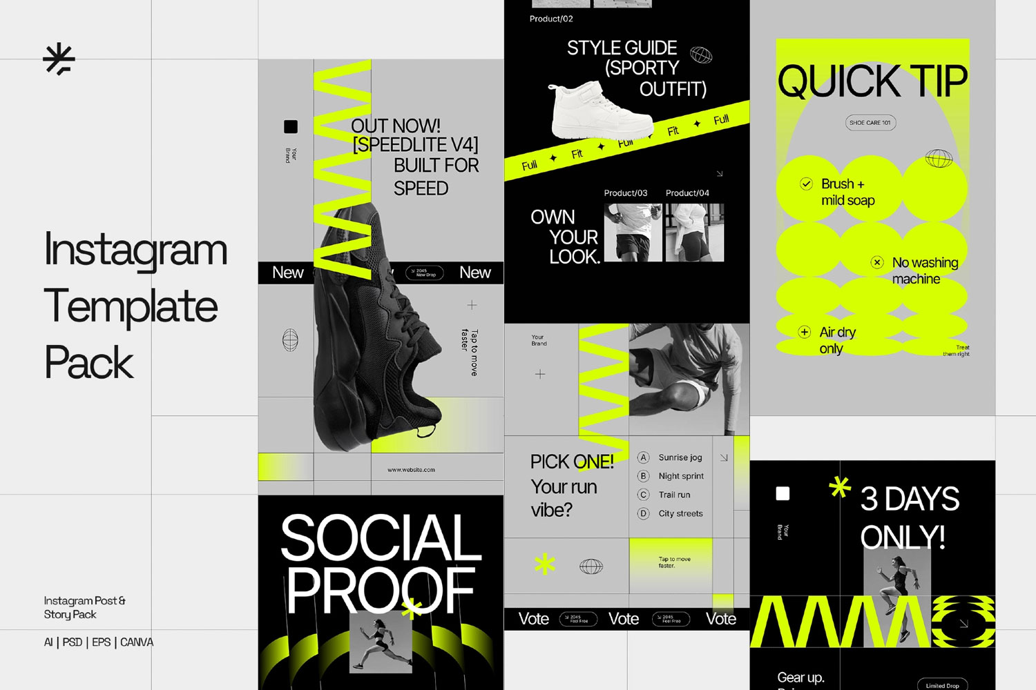 未来时尚街运动头鞋服饰品牌营销推广公众号推广电商海报设计ps/ai模板素材 Sportea – Sportwear Instagram Template Pack特色图 未来时尚街运动头鞋服饰品牌营销推广公众号推广电商海报设计ps/ai模板素材 Sportea – Sportwear Instagram Template Pack