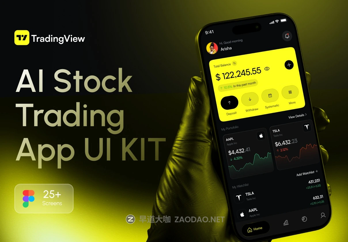 25+屏黑暗AI智能投资理财股票金融科技手机移动app应用程序ui界面设计figma模板套件TradingView – AI Stock Trading Mobile App UI KIT插图 25+屏黑暗AI智能投资理财股票金融科技手机移动app应用程序ui界面设计figma模板套件TradingView – AI Stock Trading Mobile App UI KIT插图