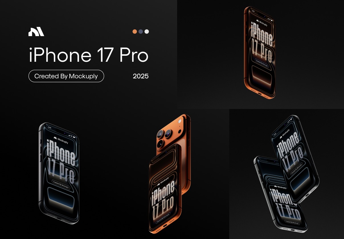6款超逼真黑暗悬浮苹果iPhone 17 Pro手机app ui界面广告设计ps展示贴图样机mockup模板 iPhone 17 Pro 003 Mockups特色图 6款超逼真黑暗悬浮苹果iPhone 17 Pro手机app ui界面广告设计ps展示贴图样机mockup模板 iPhone 17 Pro 003 Mockups