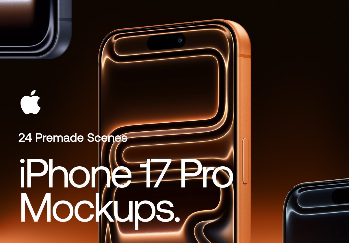 24款高级手机app ui界面广告作品集设计苹果iPhone 17 Pro展示贴图psd/figma样机模板 iPhone 17 Pro – 24 Mockups Scenes特色图 24款高级手机app ui界面广告作品集设计苹果iPhone 17 Pro展示贴图psd/figma样机模板 iPhone 17 Pro – 24 Mockups Scenes