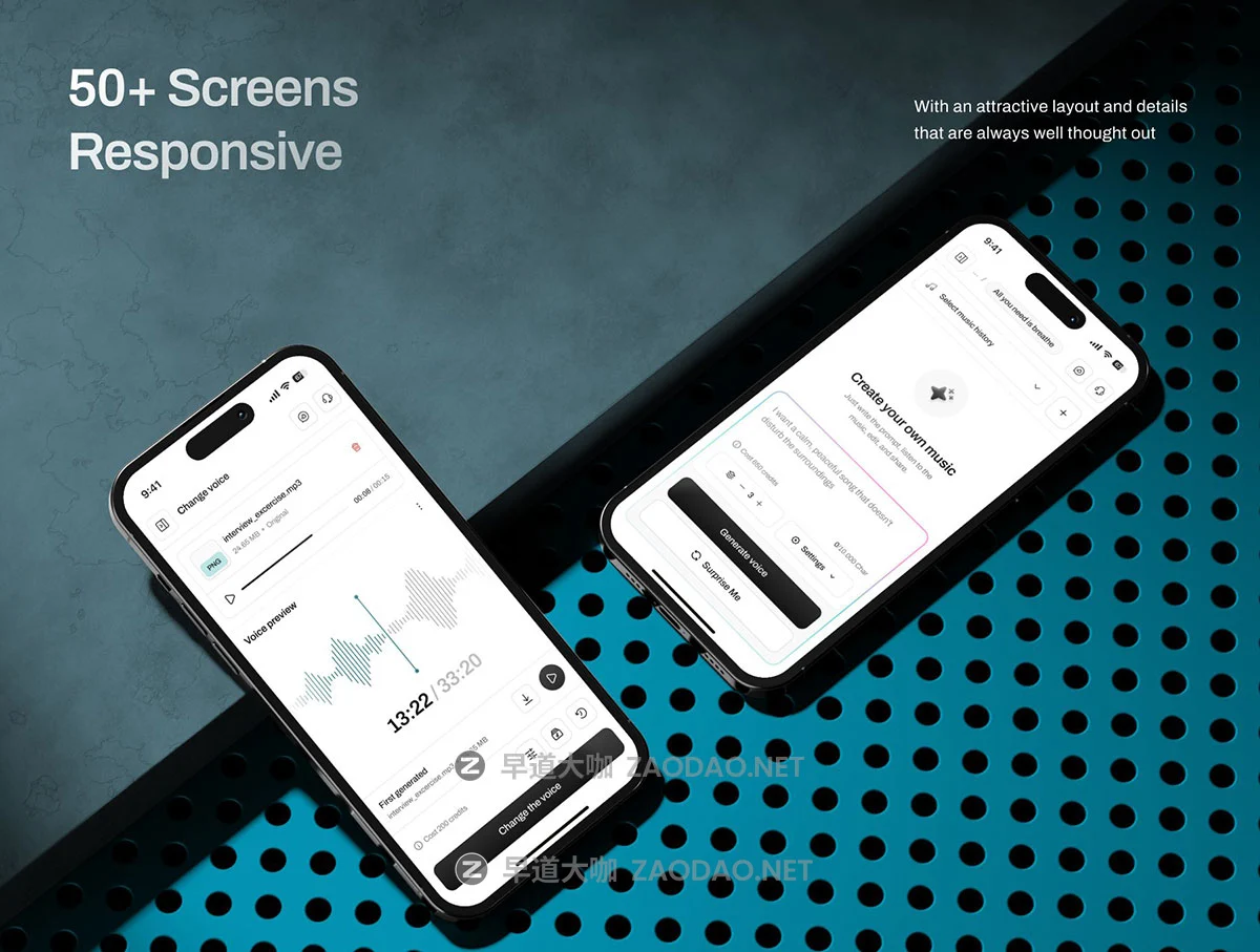 100+屏响应式AI智能语音文本互转生成器网站UI仪表盘界面设计figma模板套件 Vocla – AI Voice Intelligent UI Kit插图7 100+屏响应式AI智能语音文本互转生成器网站UI仪表盘界面设计figma模板套件 Vocla – AI Voice Intelligent UI Kit插图7