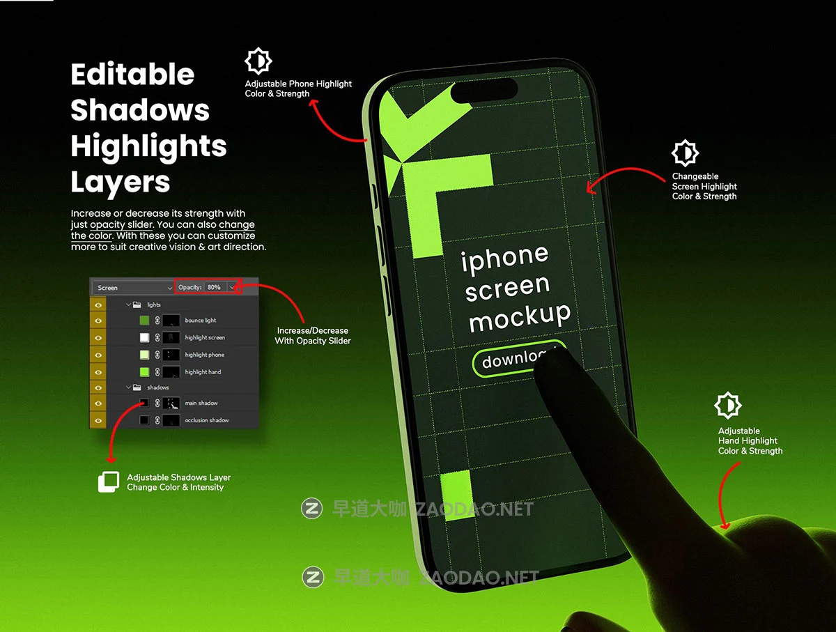 8款手持iPhone苹果手机广告UI设计作品逆光场景展示效果图ps样机 iPhone Pro with Hand Holding Backlight Mockups插图4 8款手持iPhone苹果手机广告UI设计作品逆光场景展示效果图ps样机 iPhone Pro with Hand Holding Backlight Mockups插图4