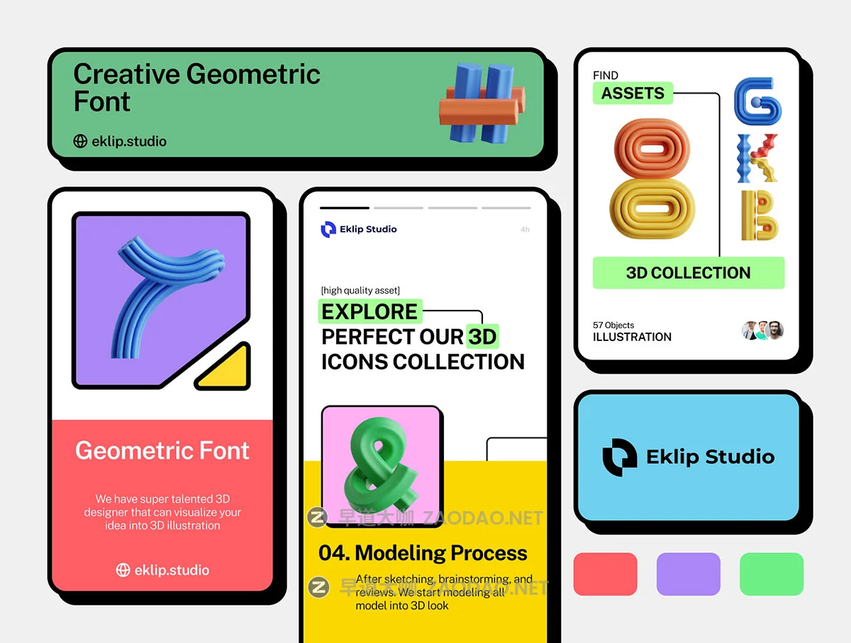 57款创意字母数字符号3D立体几何图标Icons设计blender/png格式素材 Creative Geometric Font 3D Icon Set插图3 57款创意字母数字符号3D立体几何图标Icons设计blender/png格式素材 Creative Geometric Font 3D Icon Set插图3