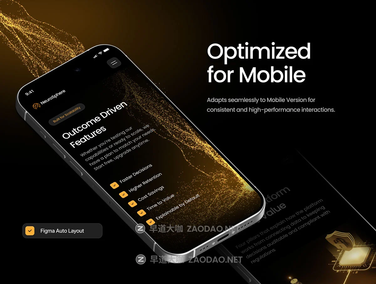 9屏黑暗AI人工智能数据绩效自动分析统计SaaS服务网站UI界面设计figma模板 NeuroSphere – AI Business website插图2 9屏黑暗AI人工智能数据绩效自动分析统计SaaS服务网站UI界面设计figma模板 NeuroSphere – AI Business website插图2