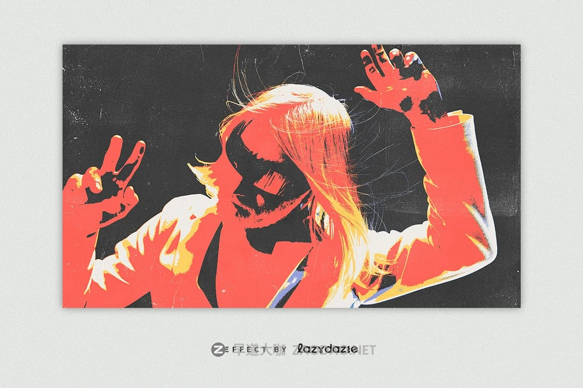 创意波谱艺术划痕做旧照片效果ps特效滤镜样机 Grunge Pop Art Image Effect Mockup插图3 创意波谱艺术划痕做旧照片效果ps特效滤镜样机 Grunge Pop Art Image Effect Mockup插图3