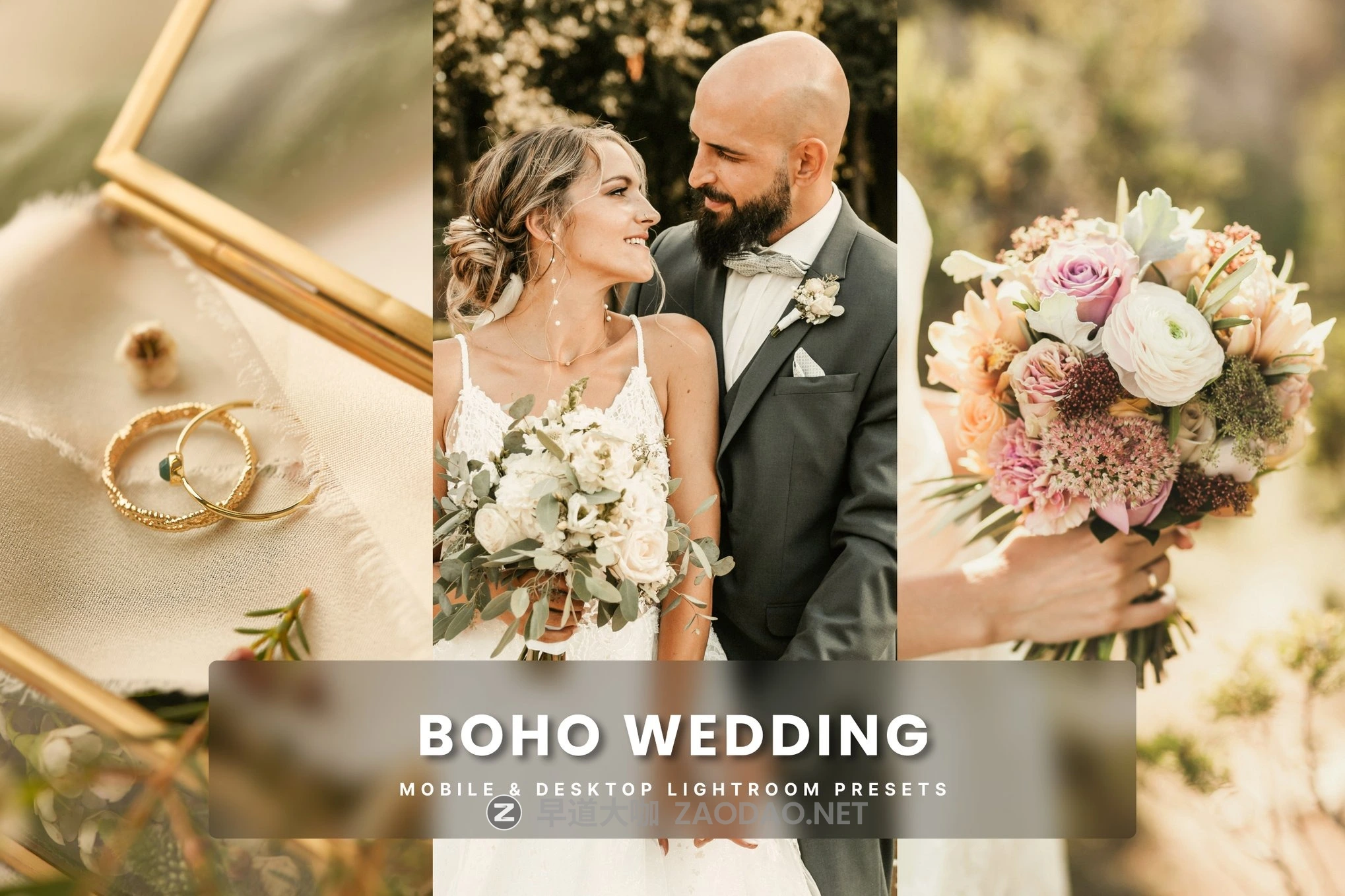5组波西米亚风温暖金色调婚礼电影摄影照片调色Lightroom预设 Boho Wedding lightroom Presets插图 5组波西米亚风温暖金色调婚礼电影摄影照片调色Lightroom预设 Boho Wedding lightroom Presets插图