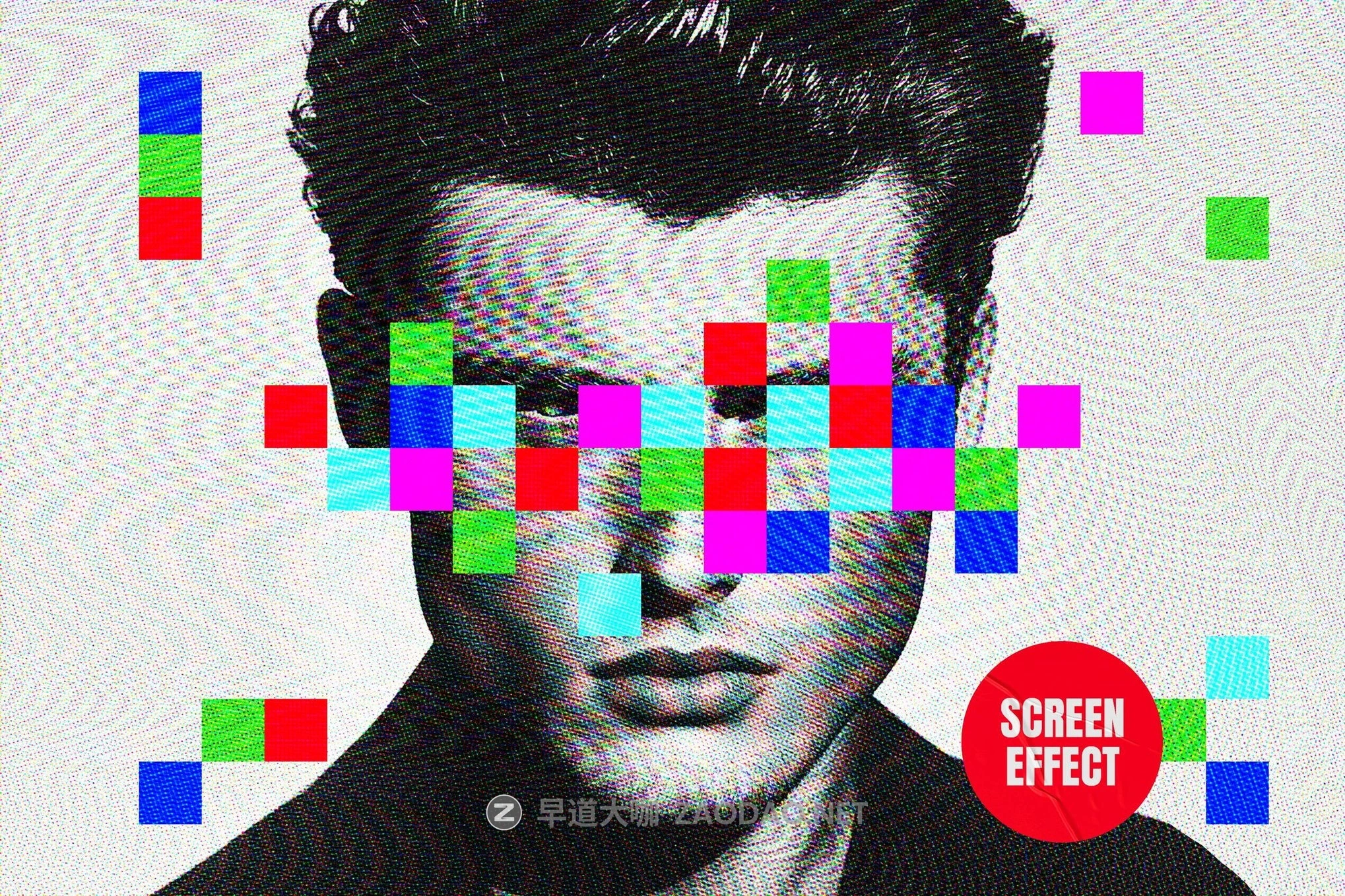 故障方块屏幕截图照片效果ps特效滤镜样机 Screen Glitch Photo Effect插图 故障方块屏幕截图照片效果ps特效滤镜样机 Screen Glitch Photo Effect插图