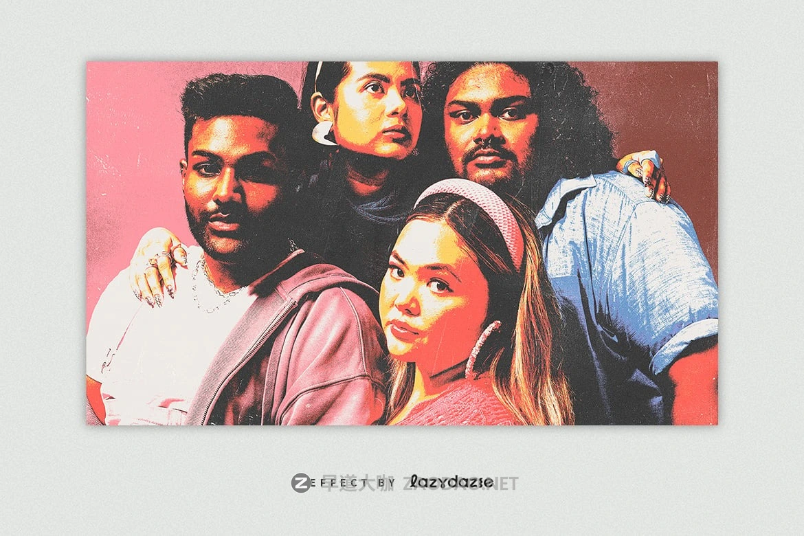 创意波谱艺术划痕做旧照片效果ps特效滤镜样机 Grunge Pop Art Image Effect Mockup插图5 创意波谱艺术划痕做旧照片效果ps特效滤镜样机 Grunge Pop Art Image Effect Mockup插图5