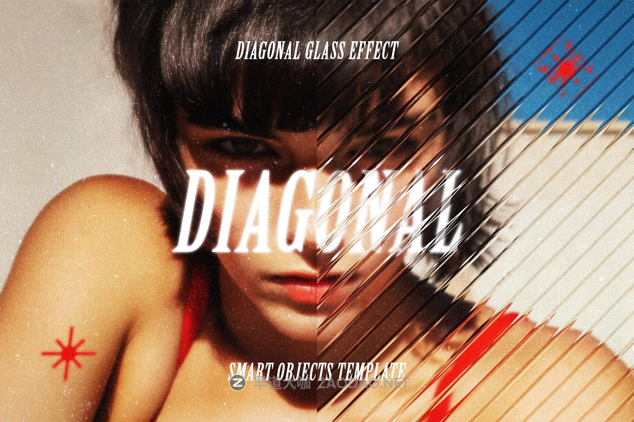 玻璃折射分形对角倾斜模糊照片效果ps特效滤镜样机 Diagonal Glass Photo Effect插图 玻璃折射分形对角倾斜模糊照片效果ps特效滤镜样机 Diagonal Glass Photo Effect插图