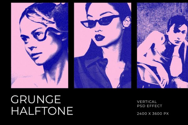 复古半调蓝粉色垂直照片效果ps特效滤镜样机 Grunge Halftone Vertical Image Effect Mockup特色图 复古半调蓝粉色垂直照片效果ps特效滤镜样机 Grunge Halftone Vertical Image Effect Mockup