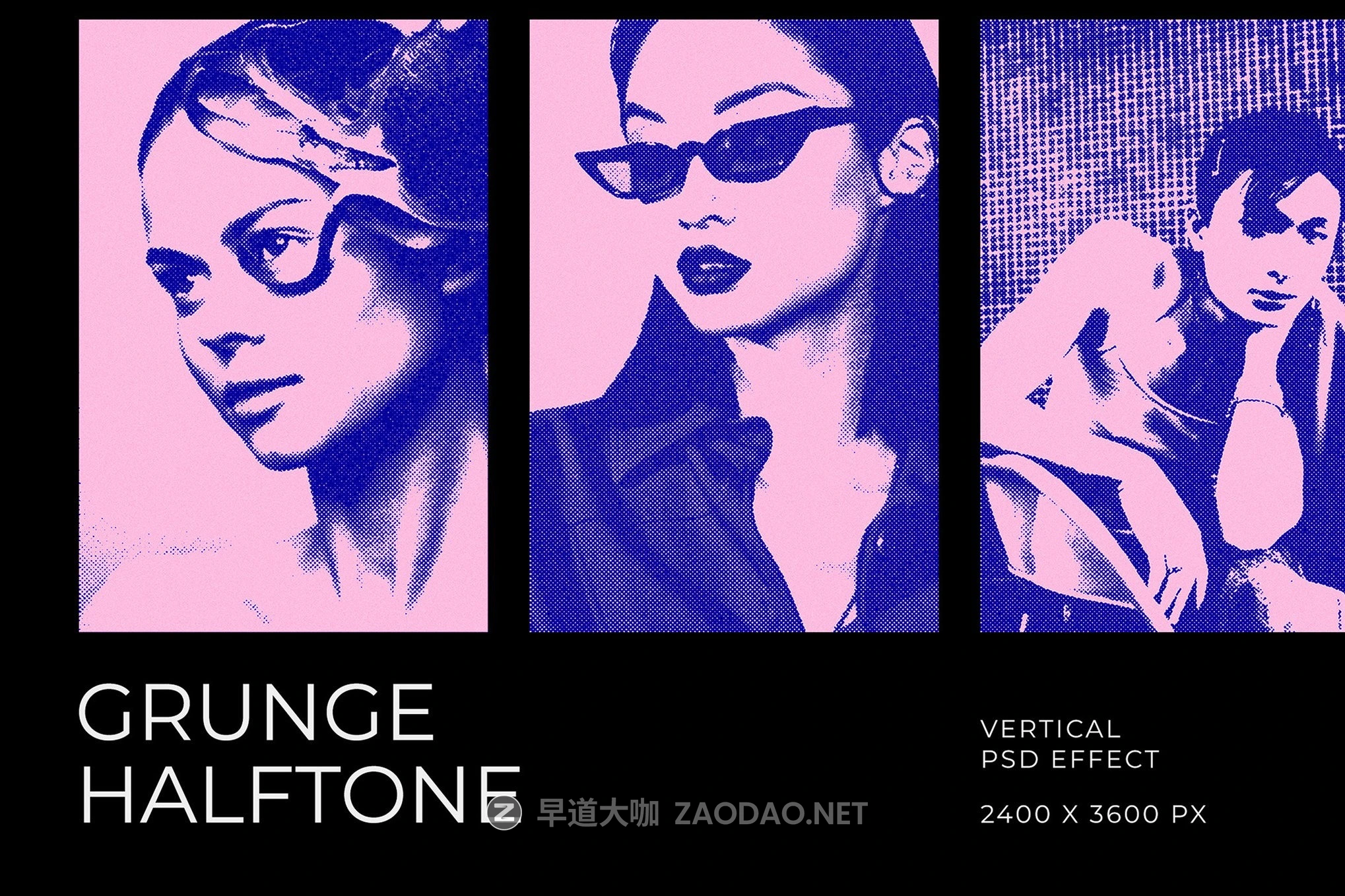 复古半调蓝粉色垂直照片效果ps特效滤镜样机 Grunge Halftone Vertical Image Effect Mockup插图 复古半调蓝粉色垂直照片效果ps特效滤镜样机 Grunge Halftone Vertical Image Effect Mockup插图