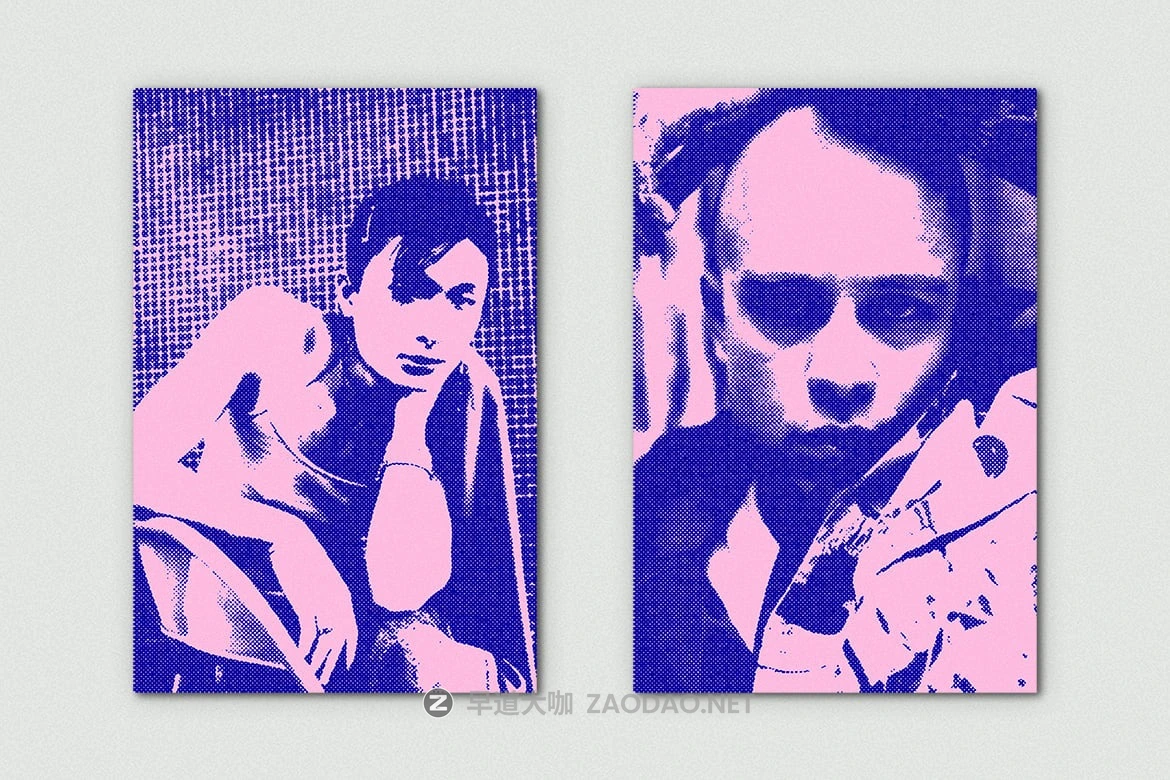 复古半调蓝粉色垂直照片效果ps特效滤镜样机 Grunge Halftone Vertical Image Effect Mockup插图1 复古半调蓝粉色垂直照片效果ps特效滤镜样机 Grunge Halftone Vertical Image Effect Mockup插图1