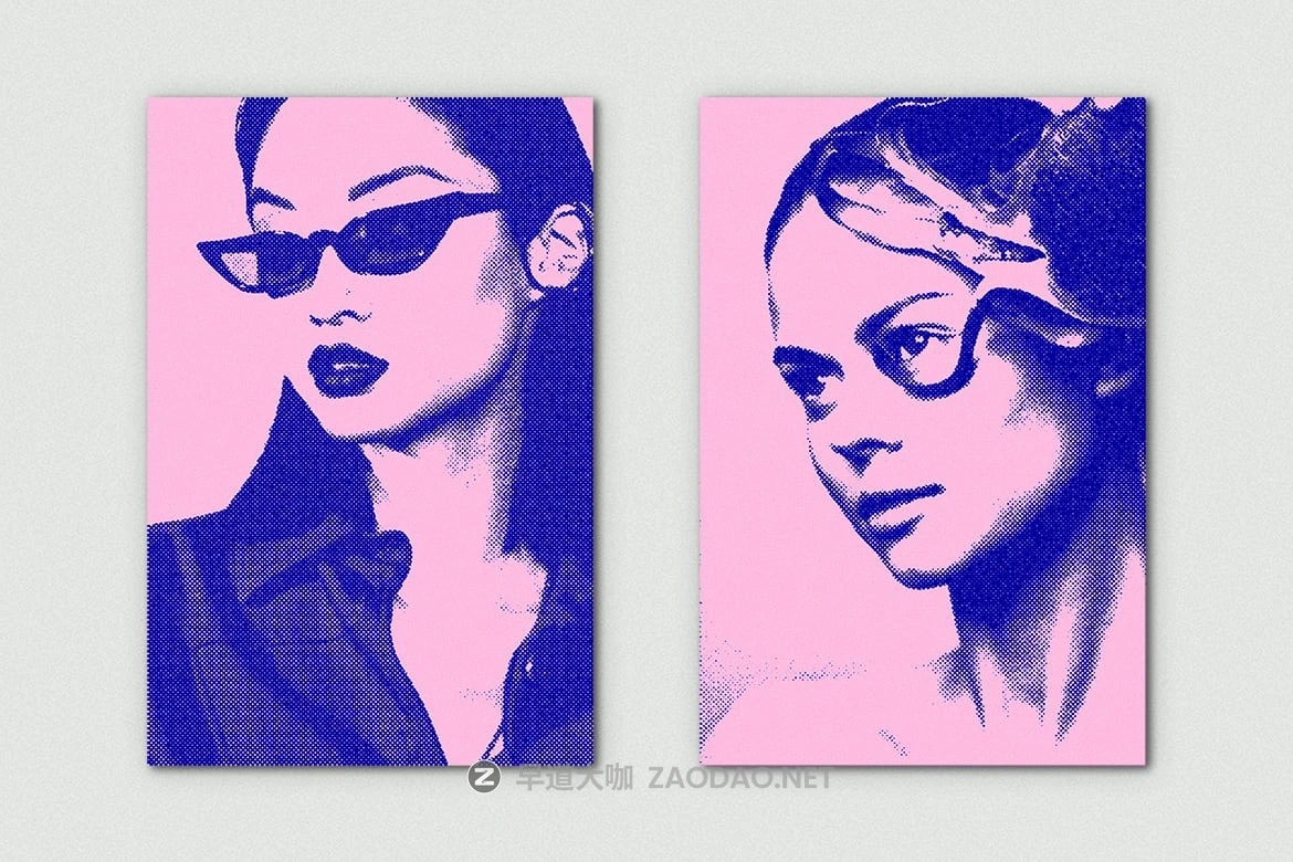 复古半调蓝粉色垂直照片效果ps特效滤镜样机 Grunge Halftone Vertical Image Effect Mockup插图2 复古半调蓝粉色垂直照片效果ps特效滤镜样机 Grunge Halftone Vertical Image Effect Mockup插图2