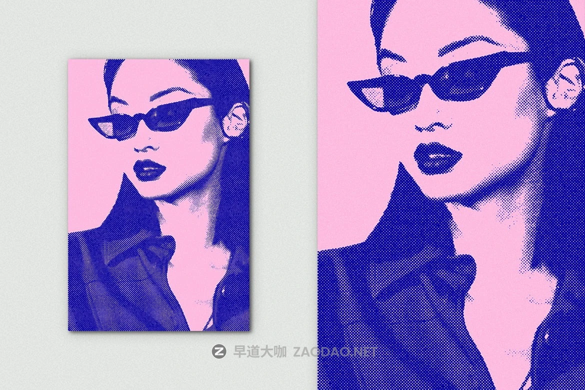 复古半调蓝粉色垂直照片效果ps特效滤镜样机 Grunge Halftone Vertical Image Effect Mockup插图3 复古半调蓝粉色垂直照片效果ps特效滤镜样机 Grunge Halftone Vertical Image Effect Mockup插图3