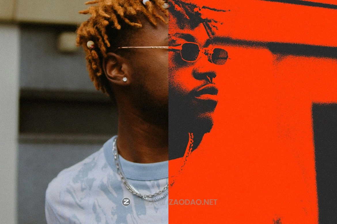 做旧燥点地下重金属嘻哈说唱风格人像图片修图ps特效滤镜样机 Orange Grunge Grain Image Effect Mockup插图2 做旧燥点地下重金属嘻哈说唱风格人像图片修图ps特效滤镜样机 Orange Grunge Grain Image Effect Mockup插图2