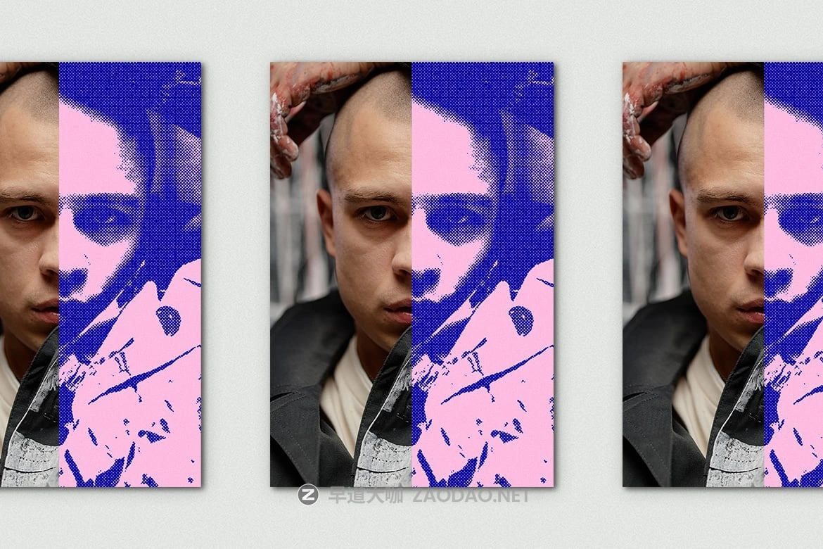 复古半调蓝粉色垂直照片效果ps特效滤镜样机 Grunge Halftone Vertical Image Effect Mockup插图5 复古半调蓝粉色垂直照片效果ps特效滤镜样机 Grunge Halftone Vertical Image Effect Mockup插图5