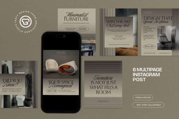 现代家具品牌推广电商海报设计PSD模板源文件素材 Furniture Sale Instagram Post – Figma特色图 现代家具品牌推广电商海报设计PSD模板源文件素材 Furniture Sale Instagram Post – Figma