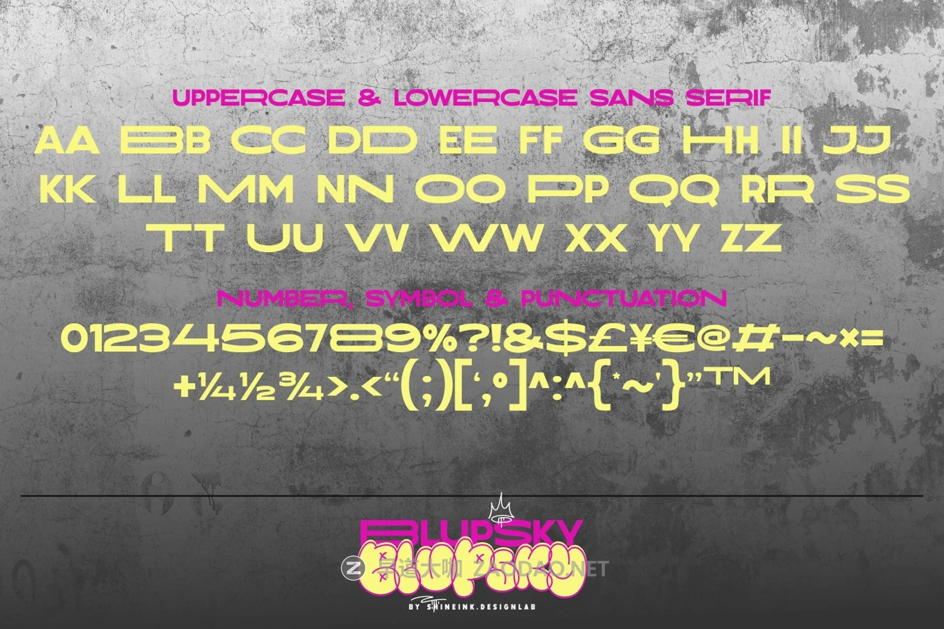 时尚涂鸦风杂志海报徽标设计无衬线英文字体安装包 Blupsky插图2 时尚涂鸦风杂志海报徽标设计无衬线英文字体安装包 Blupsky插图2