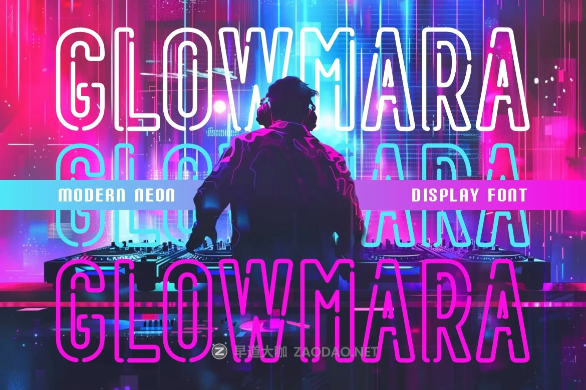 现代复古霓虹灯风格杂志海报徽标设计装饰英文字体安装包 Glowmara Modern Neon Display Font插图 现代复古霓虹灯风格杂志海报徽标设计装饰英文字体安装包 Glowmara Modern Neon Display Font插图
