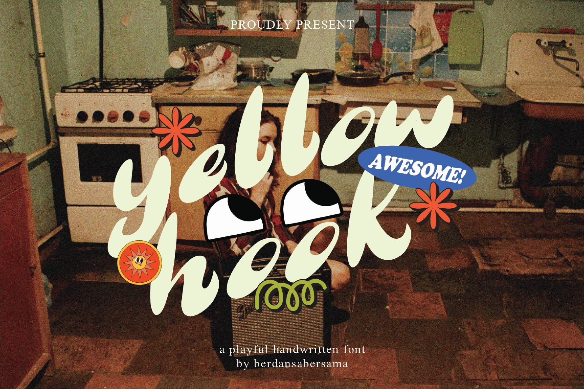 时尚创意俏皮杂志海报徽标设计手写英文字体安装包 Yellow Hook – Playful Handwritten Font特色图 时尚创意俏皮杂志海报徽标设计手写英文字体安装包 Yellow Hook – Playful Handwritten Font