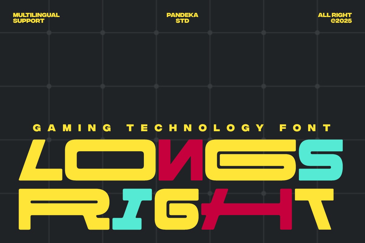 未来科幻赛博朋克电子竞技游戏标题设计无衬线英文字体 Gaming Technology Font – Longs Right特色图 未来科幻赛博朋克电子竞技游戏标题设计无衬线英文字体 Gaming Technology Font – Longs Right