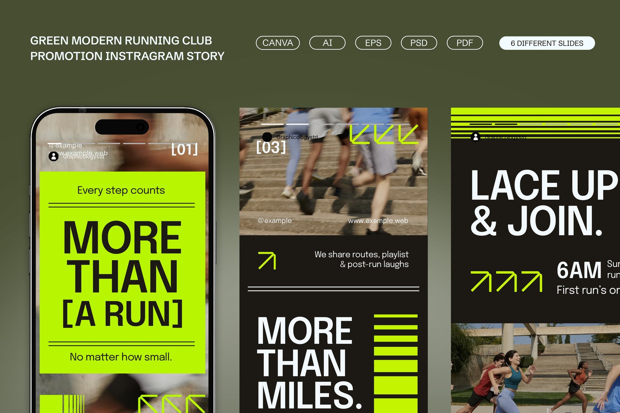 现代跑步俱乐部品牌推广电商海报设计PSD/AI设计模板 Green Modern Running Club Promotion IG Story 006特色图 现代跑步俱乐部品牌推广电商海报设计PSD/AI设计模板 Green Modern Running Club Promotion IG Story 006