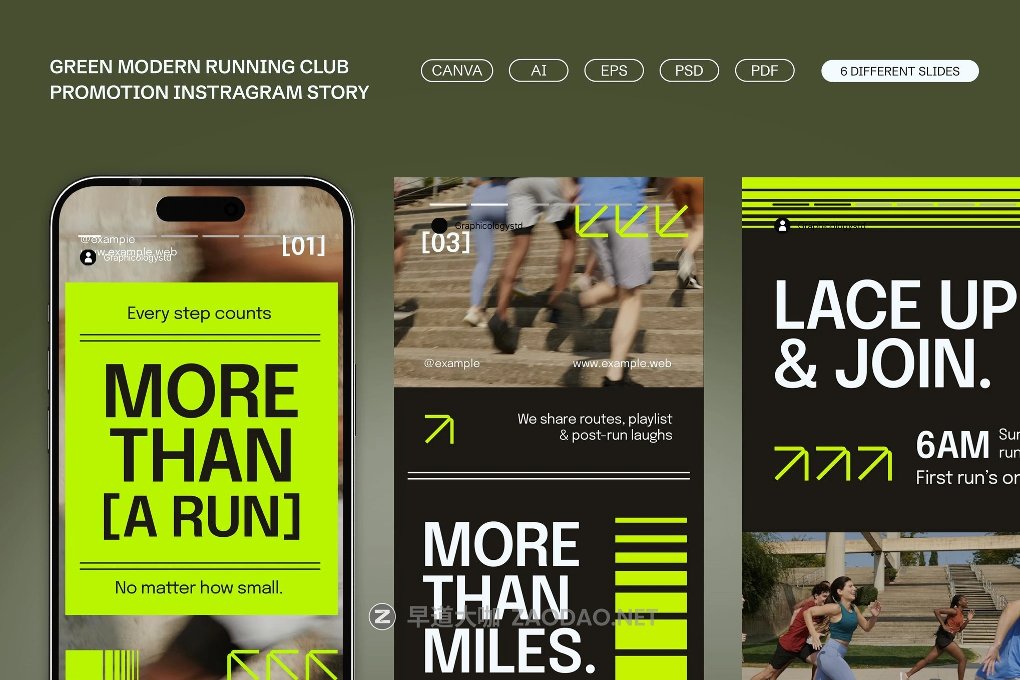 现代跑步俱乐部品牌推广电商海报设计PSD/AI设计模板 Green Modern Running Club Promotion IG Story 006插图 现代跑步俱乐部品牌推广电商海报设计PSD/AI设计模板 Green Modern Running Club Promotion IG Story 006插图
