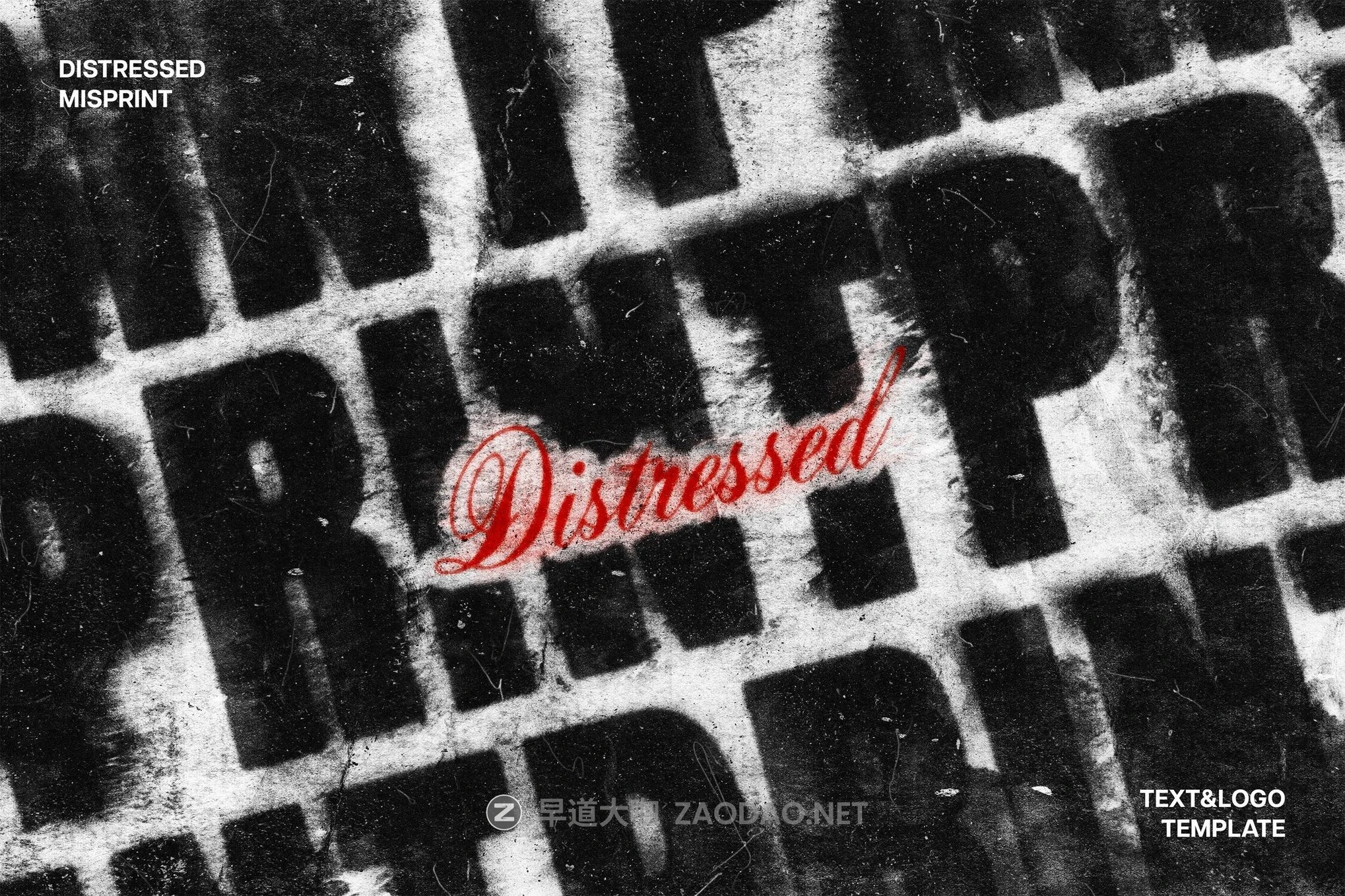 做旧墨印打印效果logo标题字体设计ps文本特效样机 Distressed Misprint Text Effect插图 做旧墨印打印效果logo标题字体设计ps文本特效样机 Distressed Misprint Text Effect插图