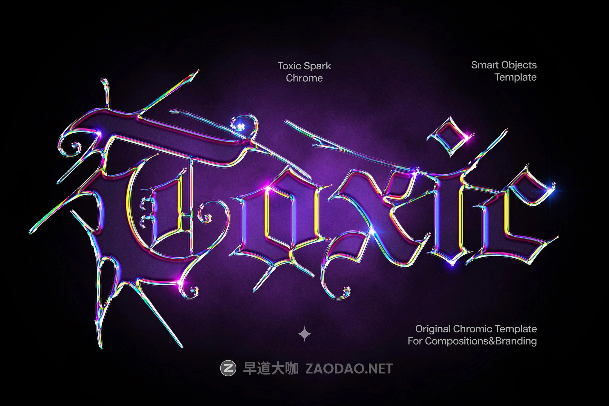 酸性金属镀铬3D立体效果ps文本滤镜样机 Toxic Spark Chrome Text Effect插图 酸性金属镀铬3D立体效果ps文本滤镜样机 Toxic Spark Chrome Text Effect插图