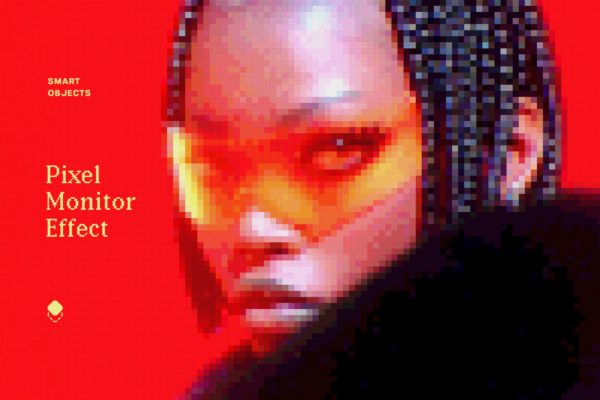 时尚创意像素化马赛克照片效果ps特效滤镜样机 Pixelation Photo Effect特色图 时尚创意像素化马赛克照片效果ps特效滤镜样机 Pixelation Photo Effect