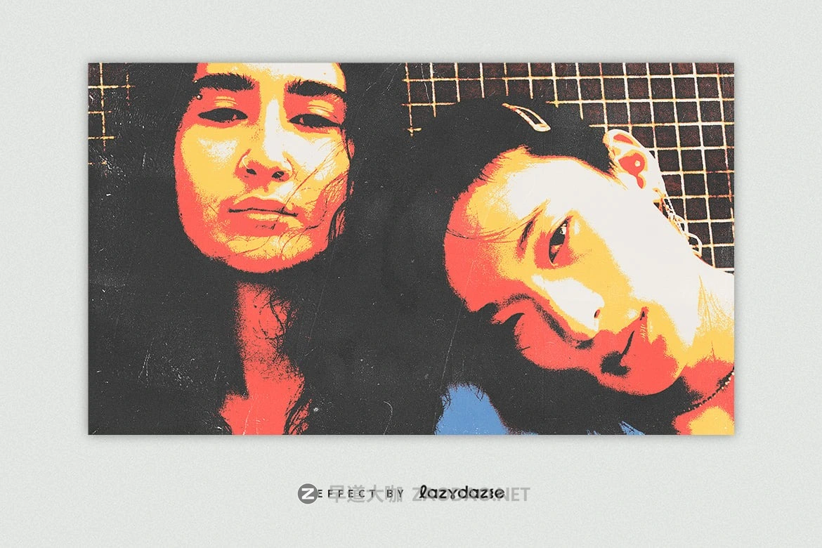 创意波谱艺术划痕做旧照片效果ps特效滤镜样机 Grunge Pop Art Image Effect Mockup插图1 创意波谱艺术划痕做旧照片效果ps特效滤镜样机 Grunge Pop Art Image Effect Mockup插图1